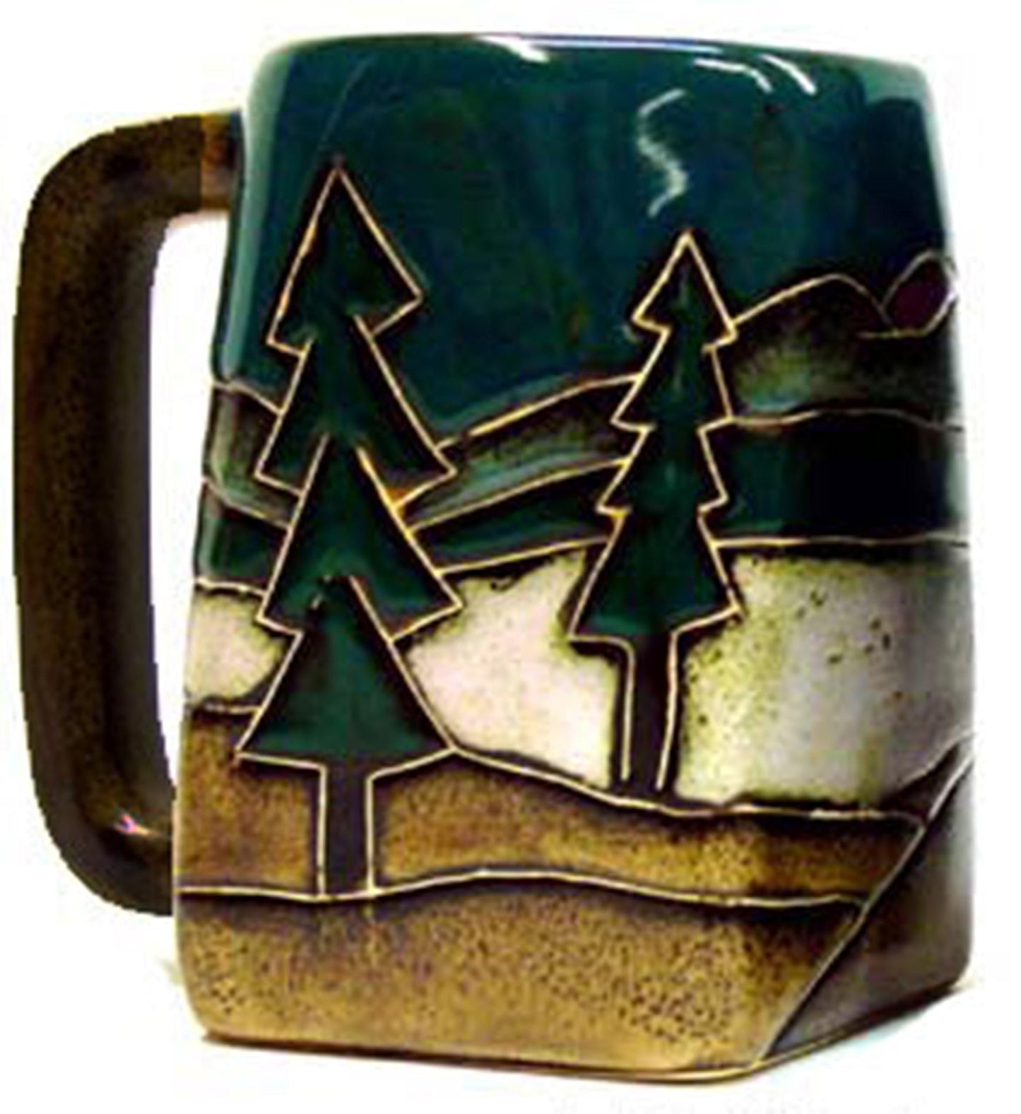 One (1) MARA STONEWARE COLLECTION - 12 Ounce Coffee Cup Collectible Square Bottom Dinner Mug - Moose Design