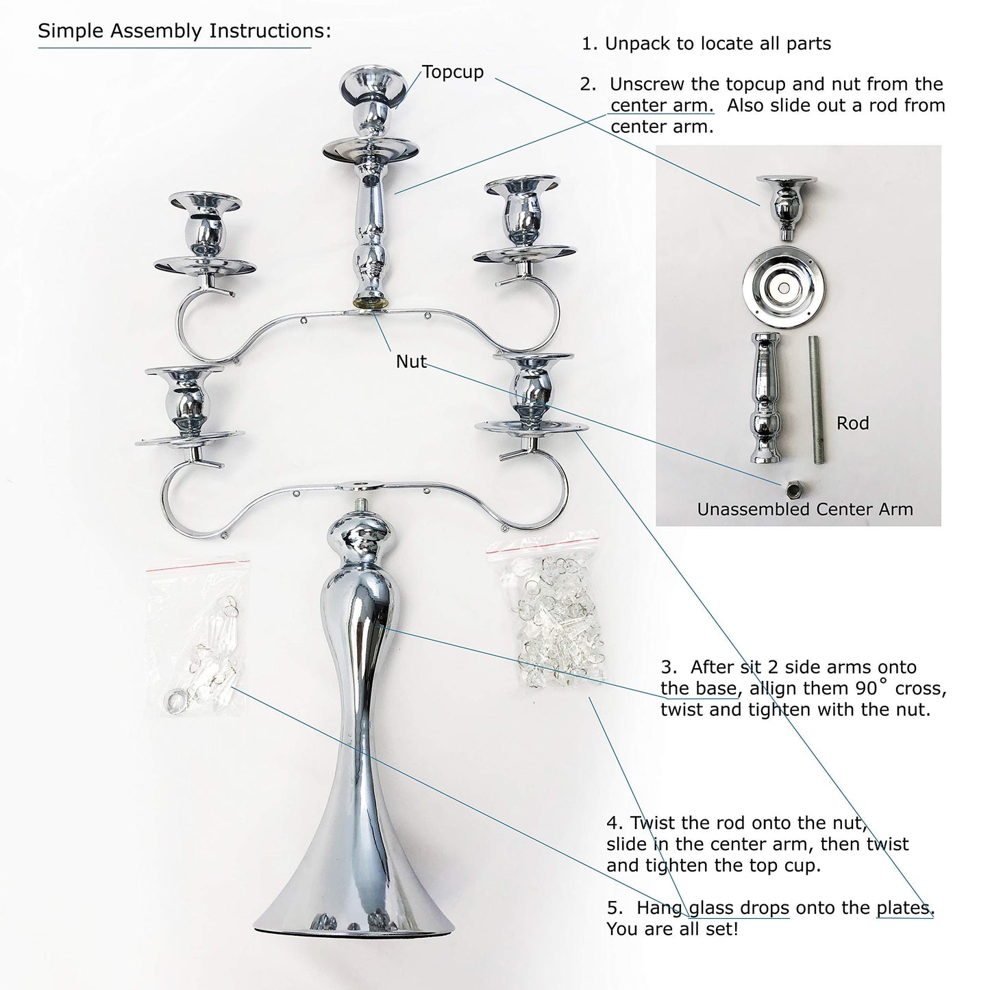 Allgala Crystal Metal Plated Tealight Votive Decorative Candle Holder