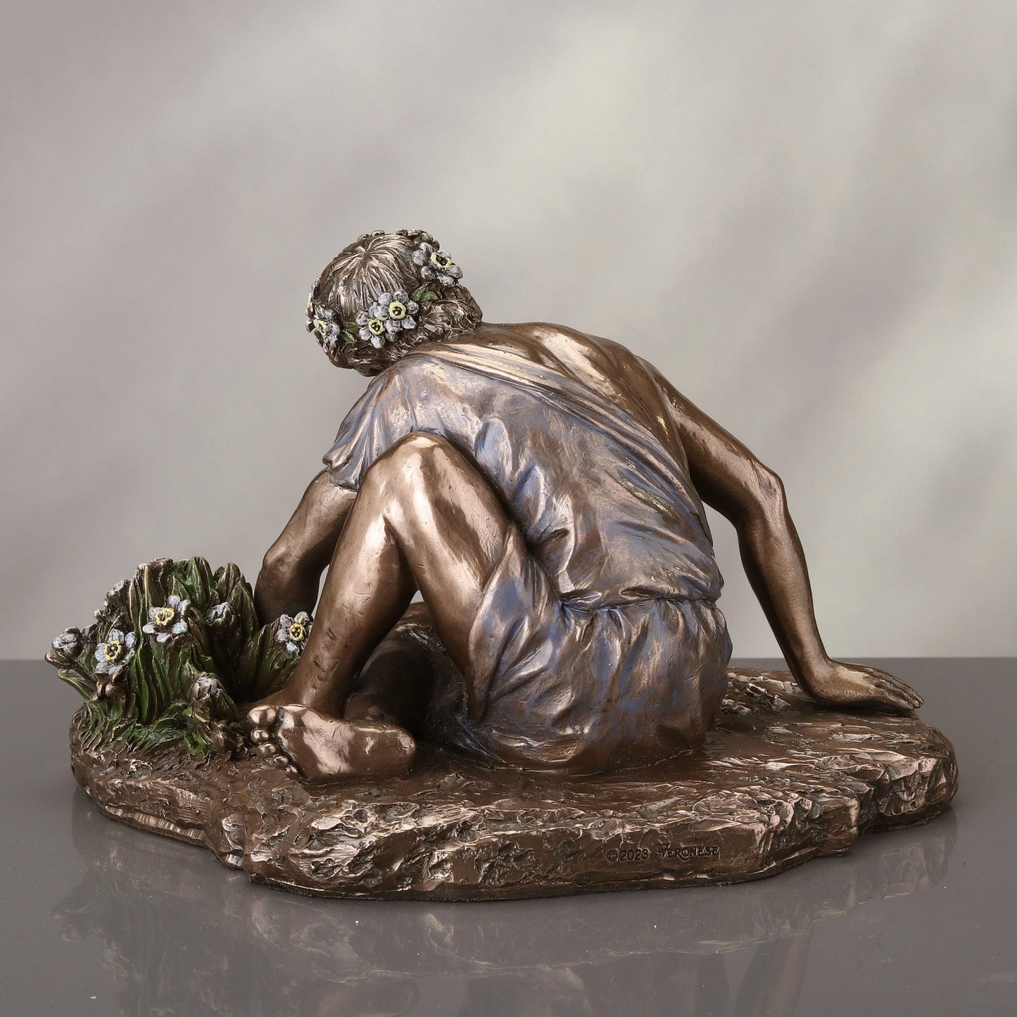 Veronese Design 6 3/4 Inch Narcissus and his Reflection Cold Cast Resin Bronze Finish Sculpture