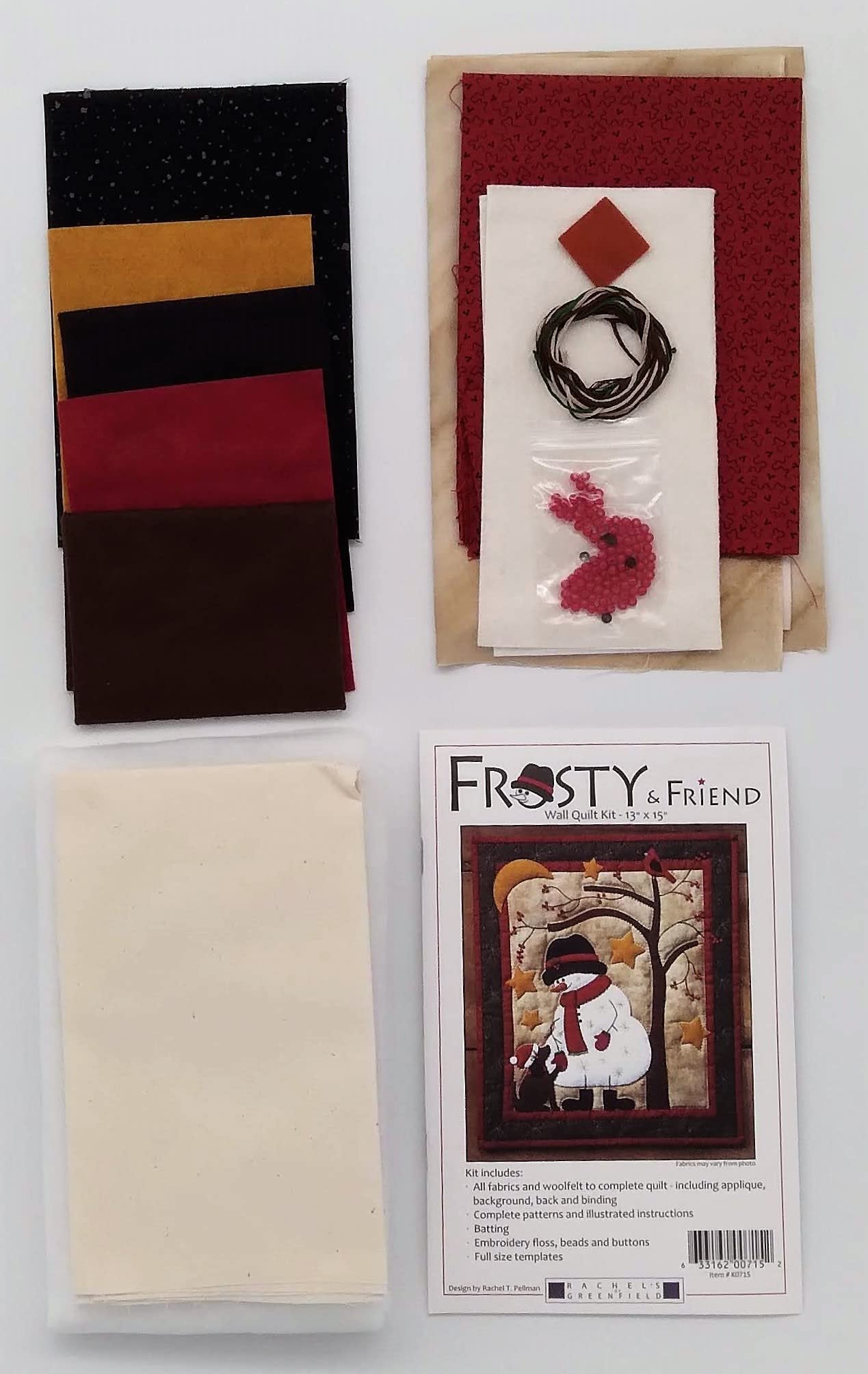 Wall Quilt Kit by Rachel's of Greenfield, Frosty and Friend Wall Quilt Kit 13inchx15inch green