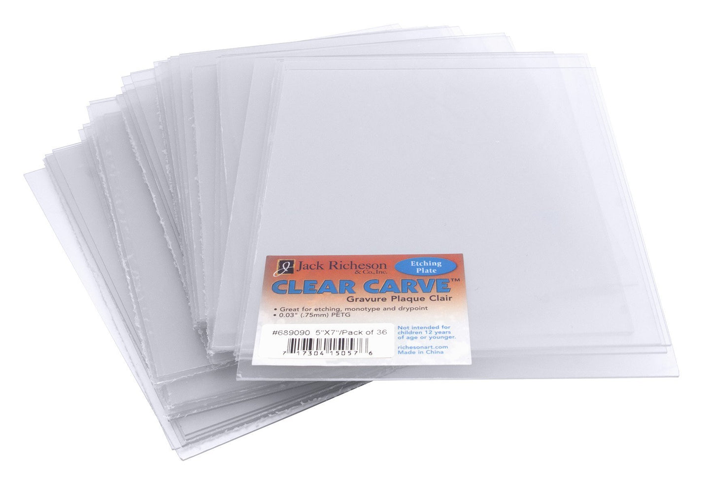 Jack Richeson 689090 Carve 36 Pack Etching Plate, 5" x 7", Clear