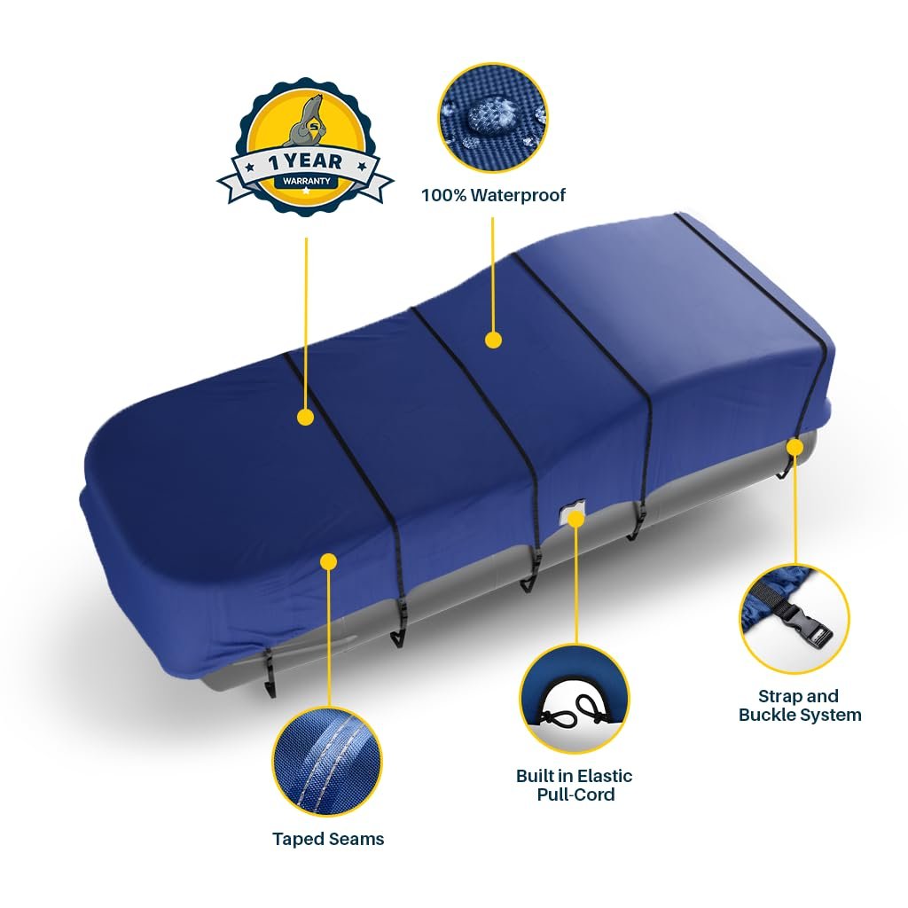 Seal Skin Covers Heavy-Duty Pontoon Boat Cover, Waterproof & UV Resistant, Fits 20 to 23ft L & Up to 102” W, Marine-Grade Protection with Secure Straps & Elastic Hem, All Weather Protection