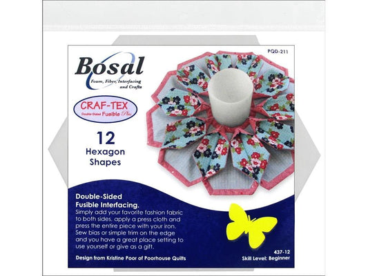 Bosal in R Form Hexagon 6x6 Craf Tex Fold N Stitch Wreath 6" Hex 12pc