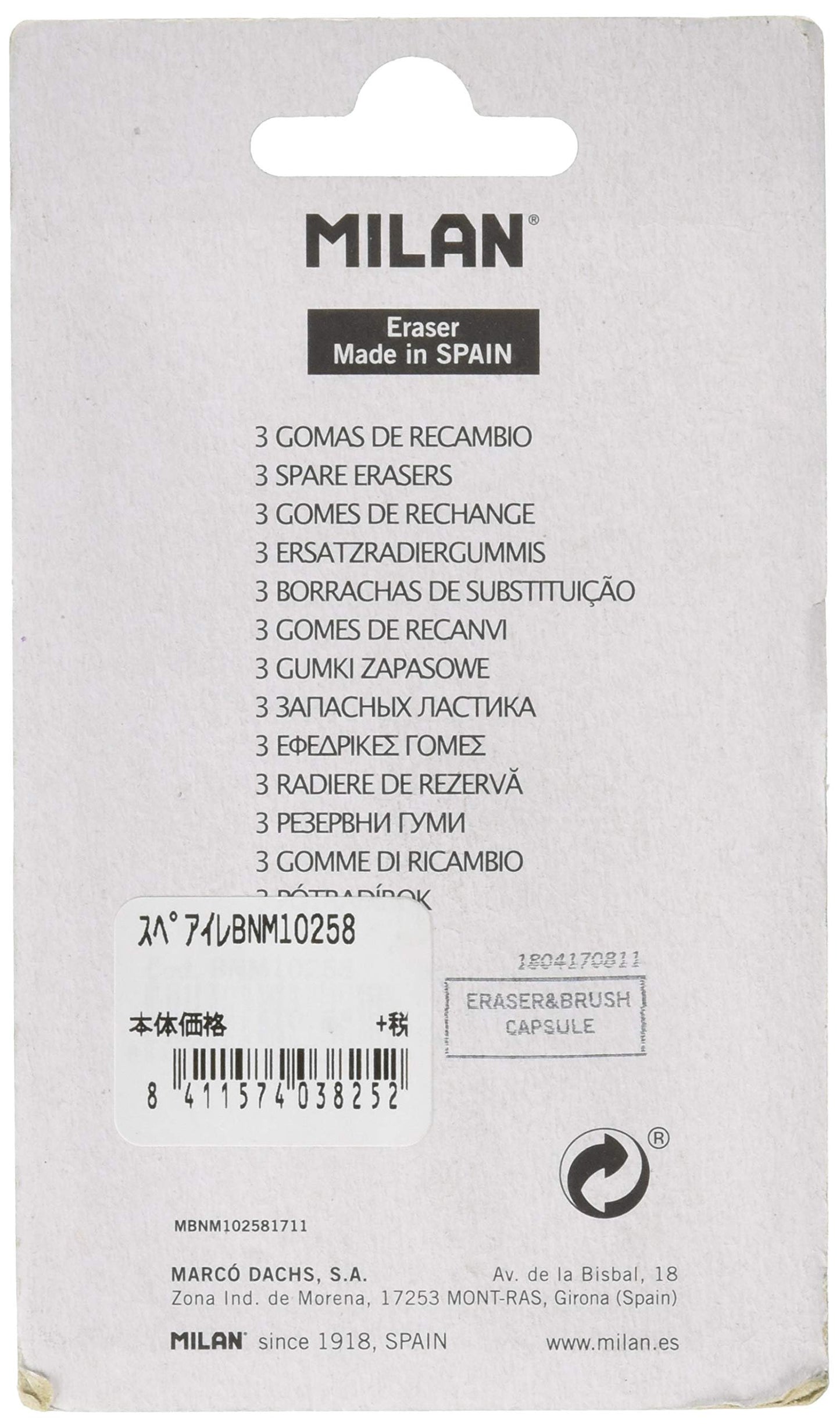 MILAN Eraser Replacement Spare Eraser 03825