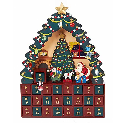 Kurt Adler Christmas Tree 24-Piece Advent Calendar, 16-Inch