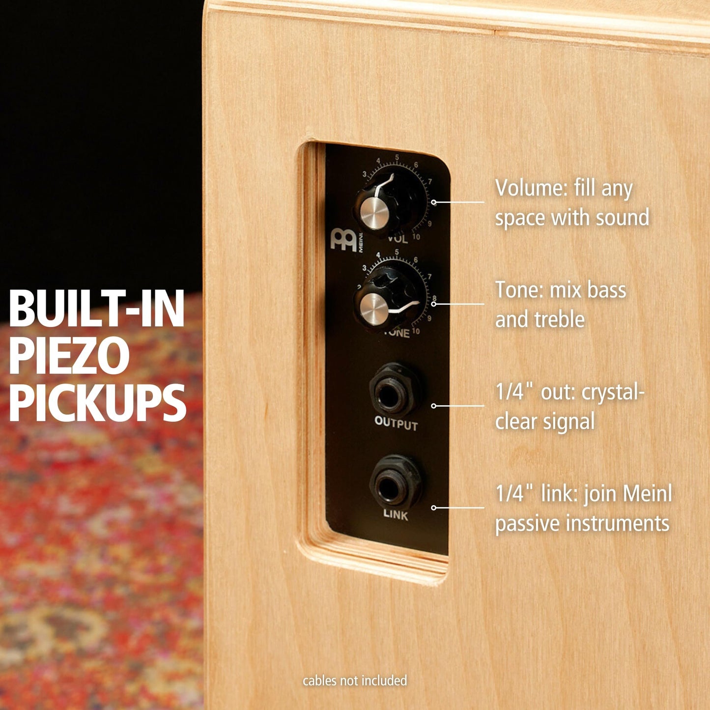 Meinl Artisan String Cajon with Dark Red Burst Frontplate / Baltic Birch Body - MADE IN SPAIN - Soleá Line, 2-YEAR WARRANTY