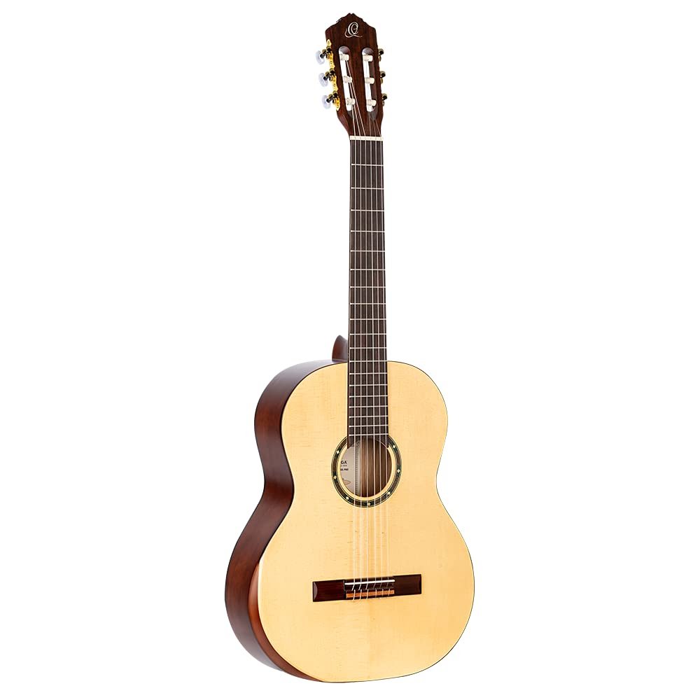 Ortega Guitars 6 String Student Series Pro w/Arm Rest Solid Top Nylon Classical Guitar, Right (R55DLX)