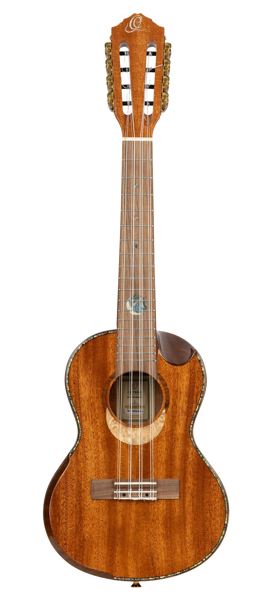 Ortega Guitars Custom Built Eclipse Series All Solid 8-String Tenor Ukulele w/Bag, Right TE8