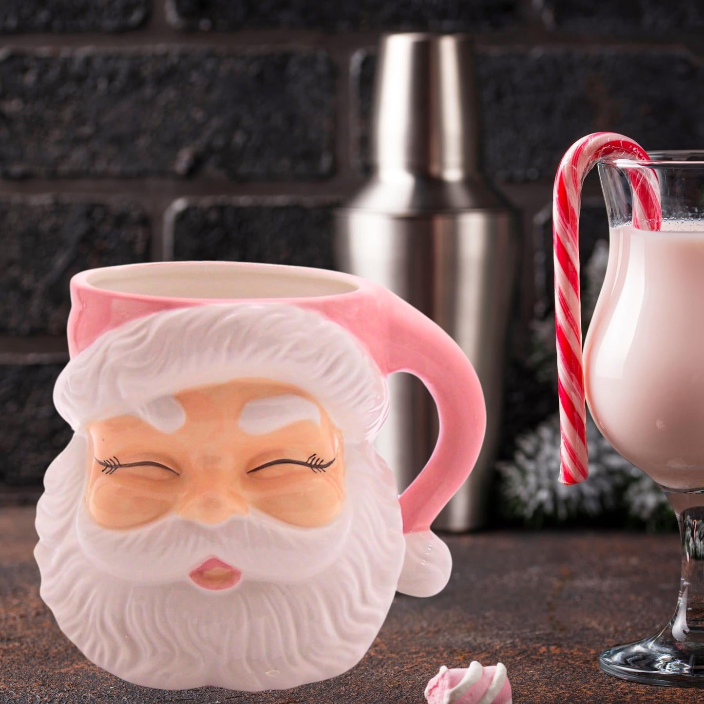Raz Imports Jingle & Cocoa 7.5" Pink Santa Container