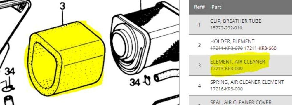 1985-1987 HONDA CMX250 REBEL AIR FILTER HONDA 17213-KR3-000, Manufacturer: EMGO, Manufacturer Part Number: 12-91420-AD, Stock Photo - Actual parts may vary.