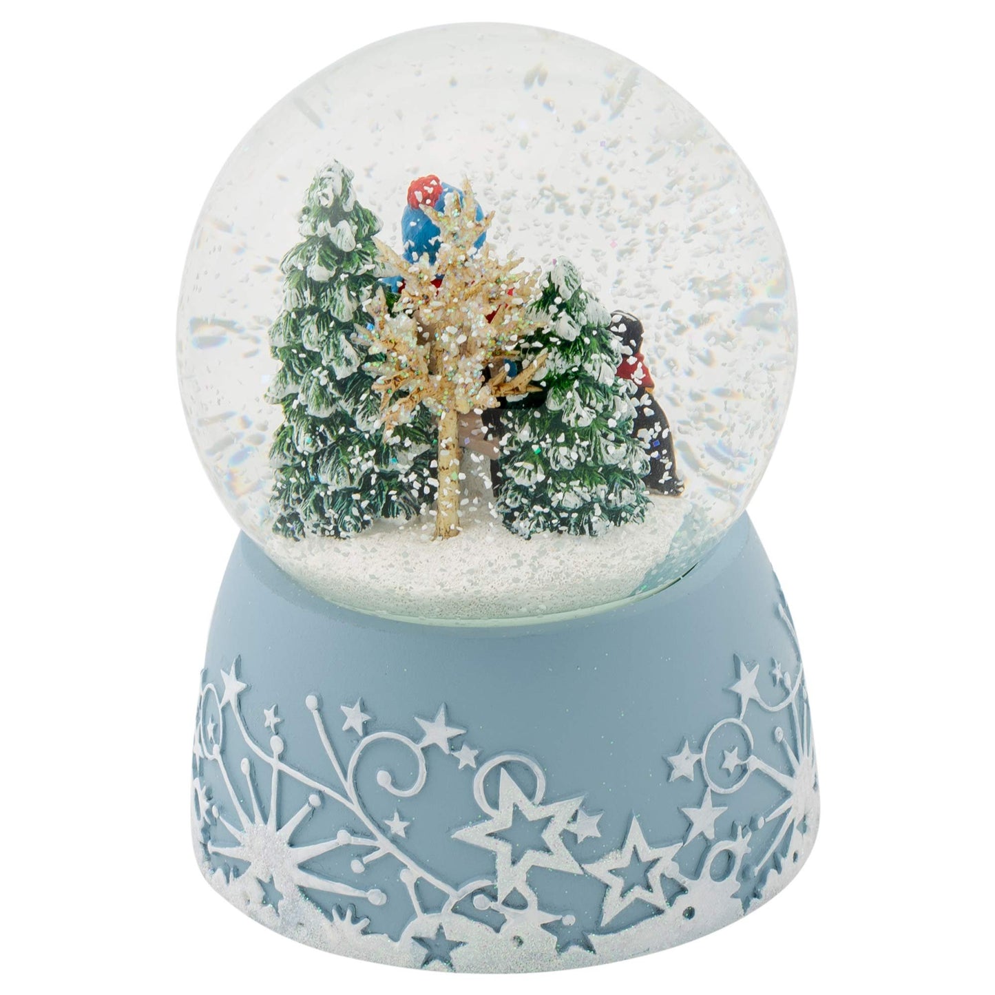 Roman Ice Skating Child with Hot Drink 6 Inch Musical Glitter Globe Playing The Tune Jingle Bells