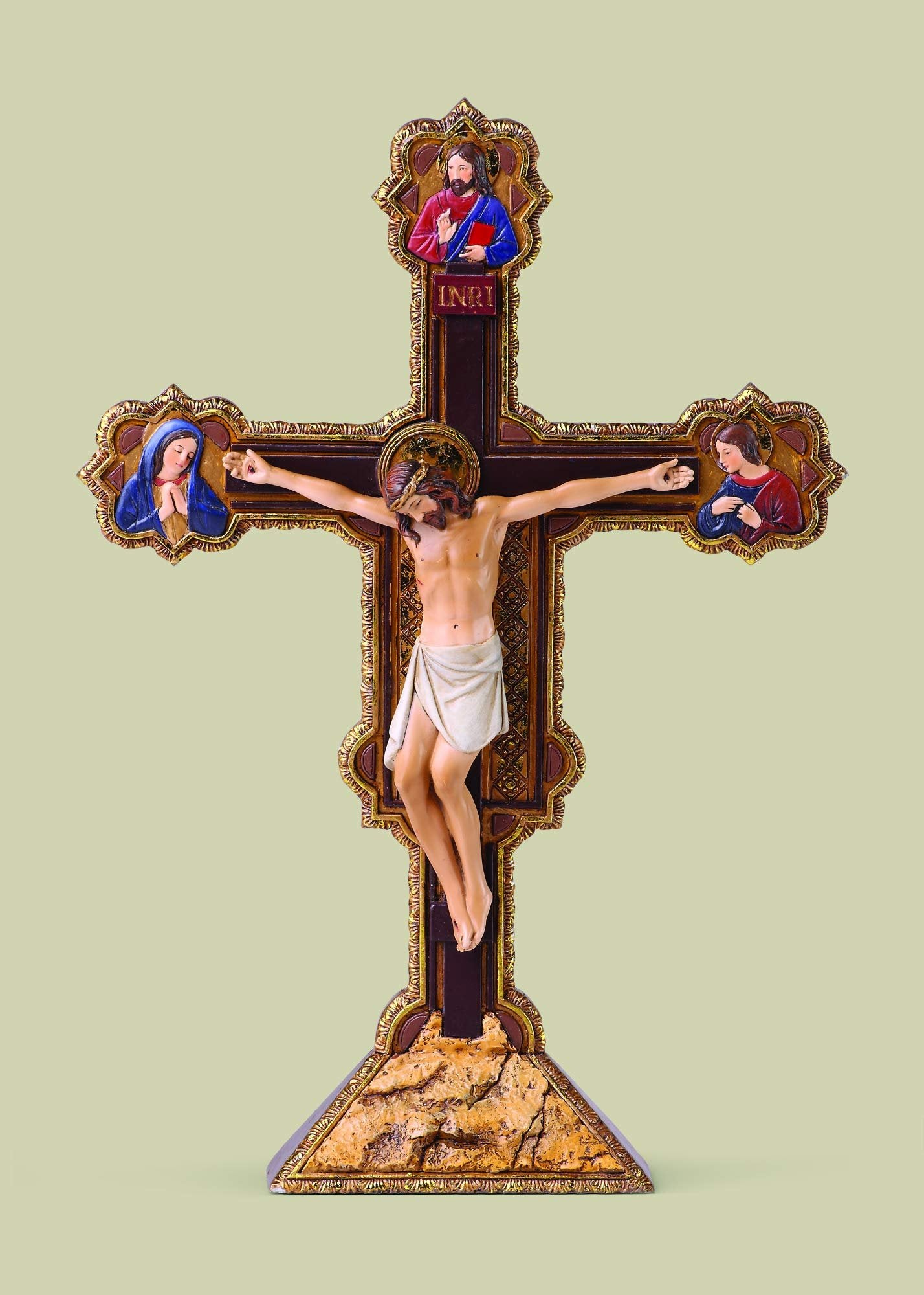 Joseph's Studio by Roman 10.5" H Ognissanti (All Saints) Tabletop Crucifix, Religious Home Decor