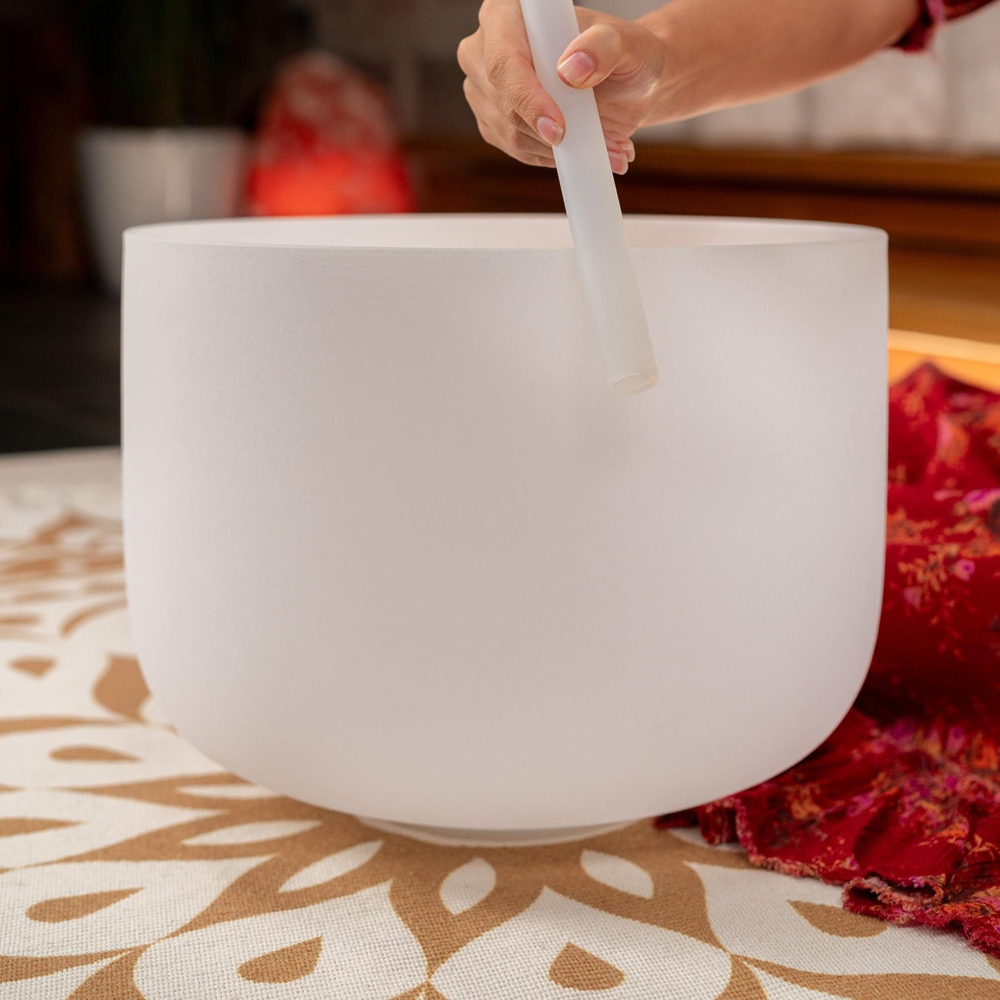 432 Hz White Frosted Crystal Singing Bowl