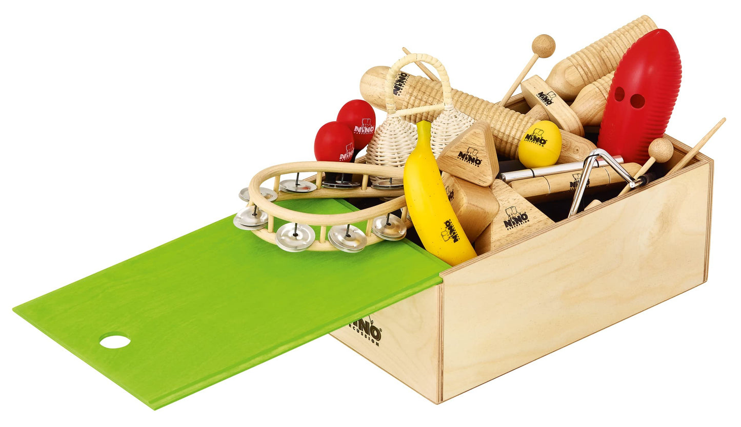 Nino Percussion NINOSET515-WB Rhythm Assortment with Storage Box, 15 pieces