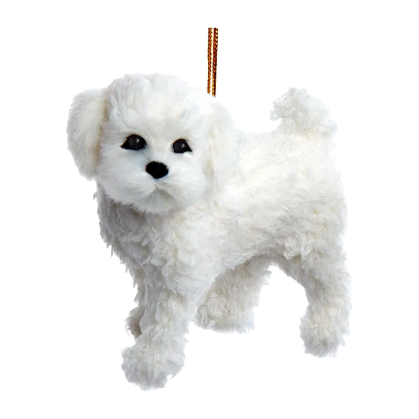 Kurt Adler F2242BF Furry Bichon Frise Dog White 4 x 3 Inch Acrylic Hanging Christmas Decoration Ornament