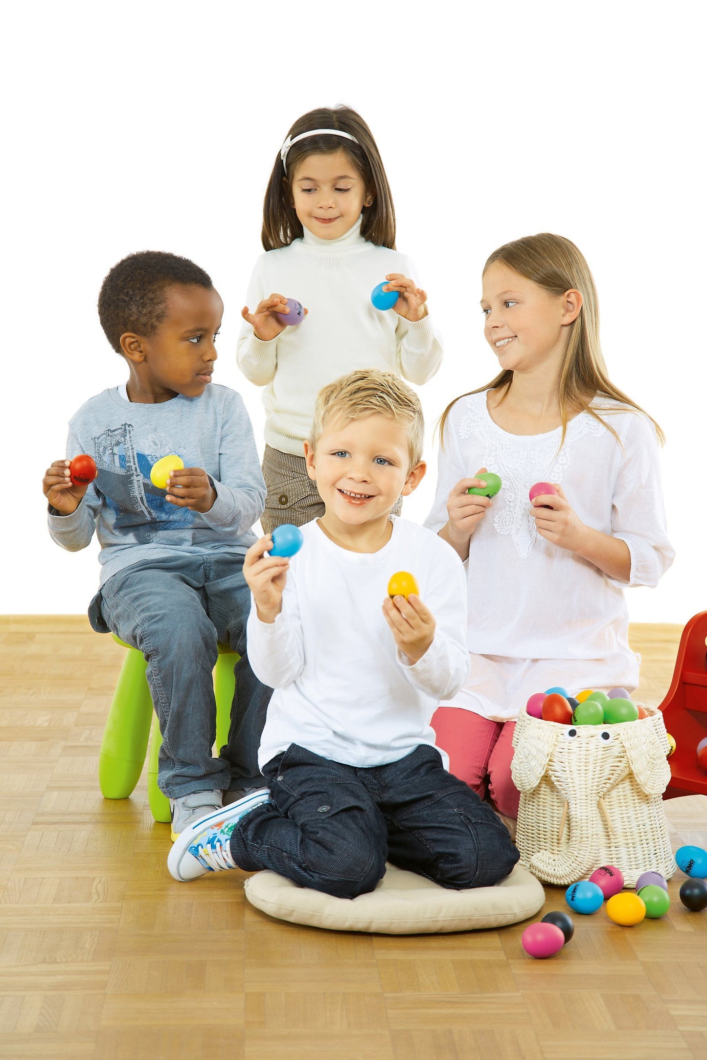 Nino Percussion VE80-NI540-2 80-Piece Plastic Egg Shaker Assortment with Basket