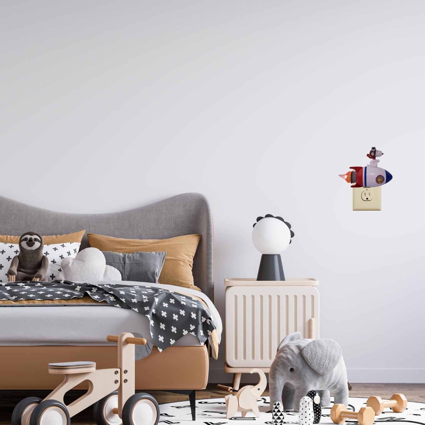 Roman Snoopy Rocket Flicker Bulb Nightlight, 4-inch Height, Room Lighting Decoration