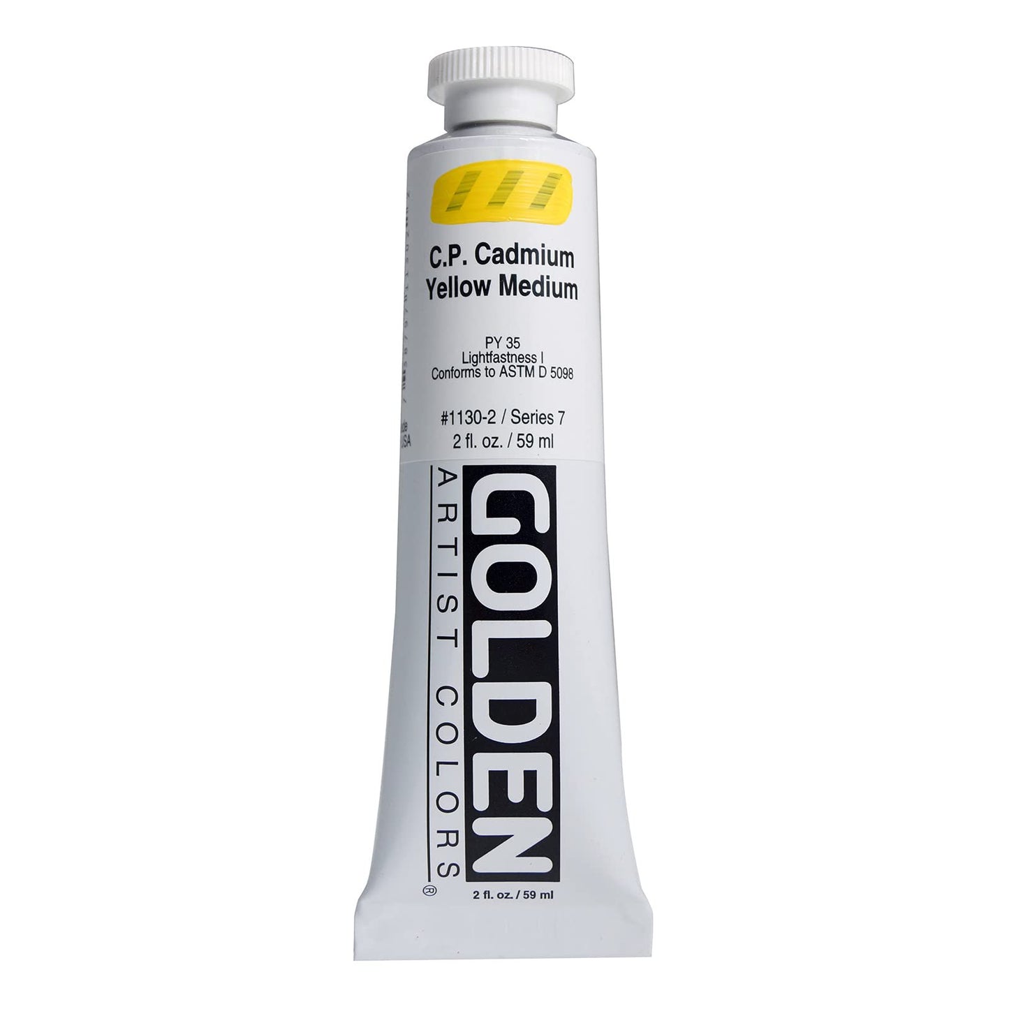 Heavy Body Acrylics by GOLDEN, Cadmium Yellow Medium, 2 fl. oz. Tube, Professional Acrylic Paint, Opaque