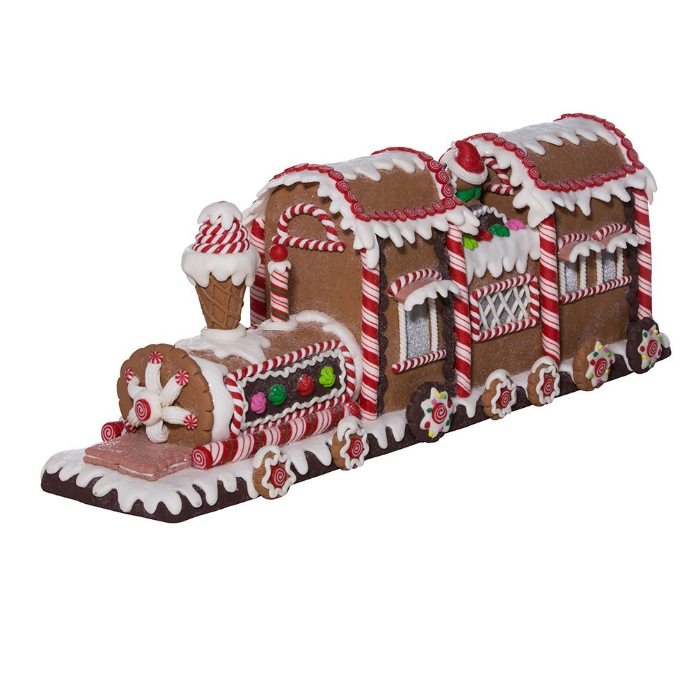Kurt Adler 19.5" Battery-Operated Gingerbread LED Train Tablepiece
