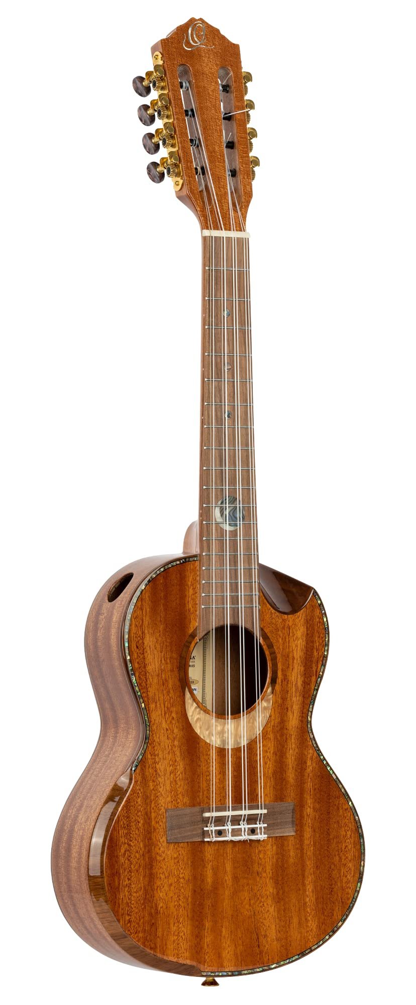 Ortega Guitars Custom Built Eclipse Series All Solid 8-String Tenor Ukulele w/Bag, Right TE8