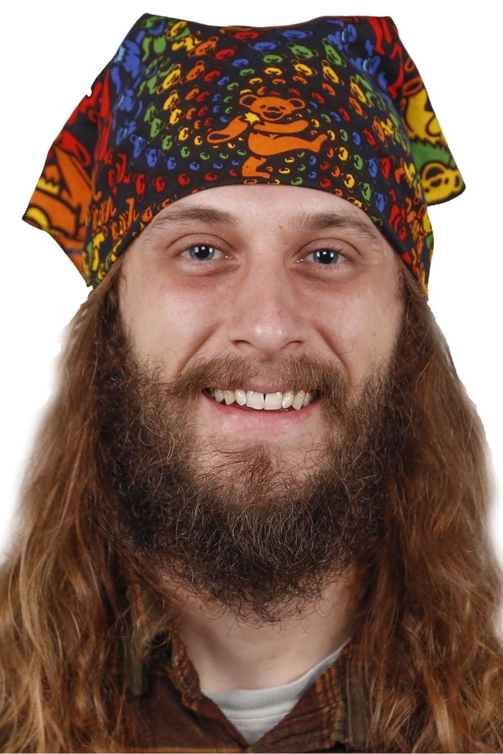 Sunshine Joy Grateful Dead Rainbow Bears Bandana – Officially Licensed 22"x22" 100% Cotton Hippie Headwear