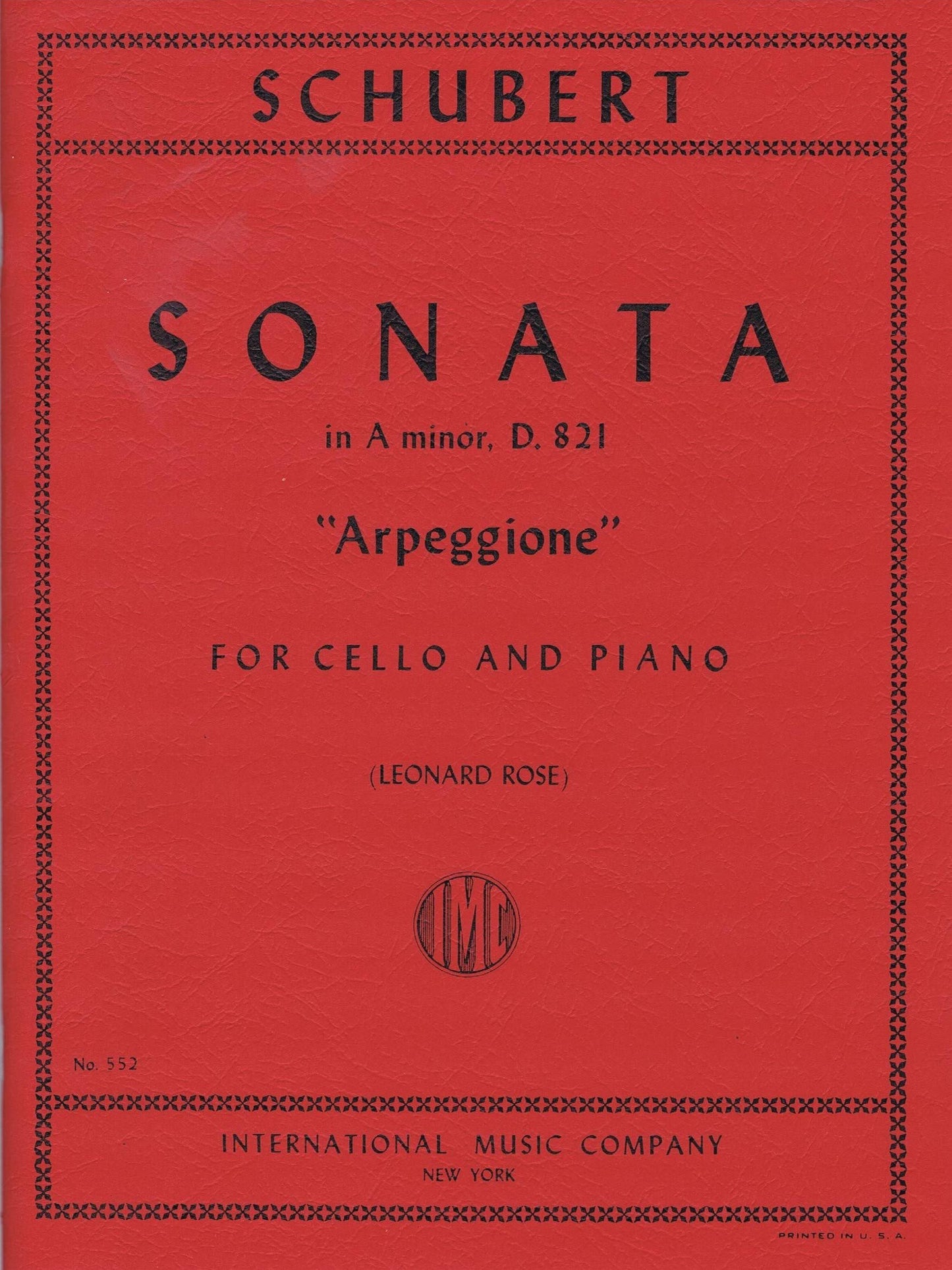 Schubert Sonata in A minor, D. 821 "Arpeggione" for Cello and Piano