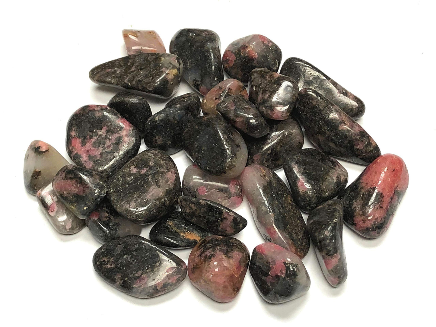 Zentron Crystal Collection: Natural Tumbled Rhodonite with Velvet Bag (1 Pound)