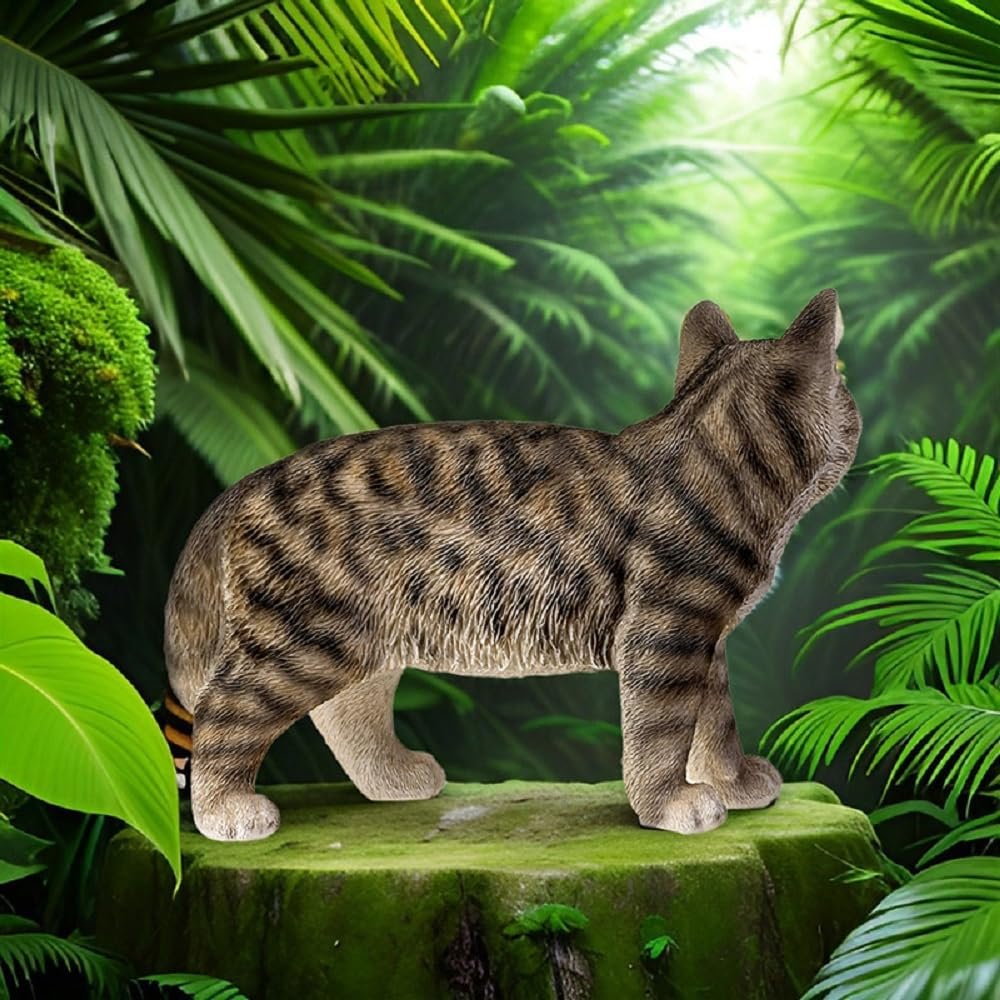 Pacific Trading Grey Tabby Cat, 7.68-inches Height, Cold Cast Resin, Home, Home Décor