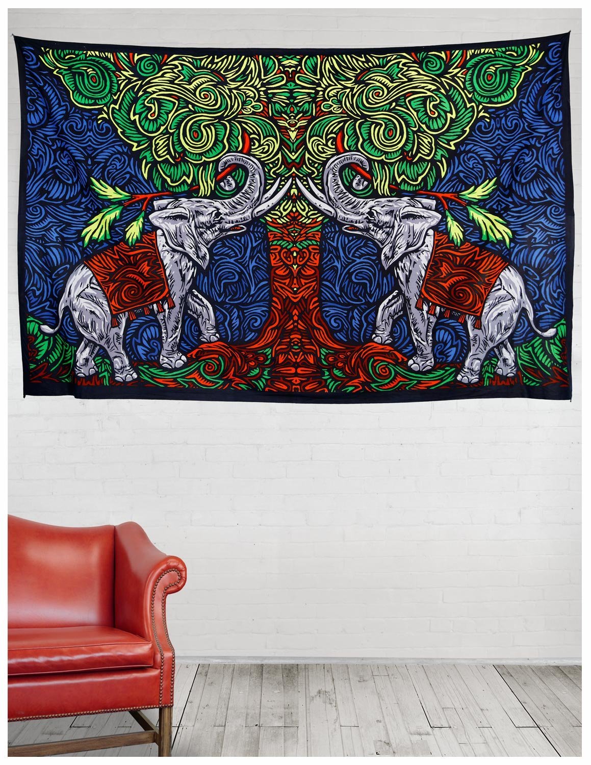 Sunshine Joy 3D Elephant Tree Tapestry Tablecloth Wall Art Beach Sheet Huge 60x90 Inches - Amazing 3D Effects
