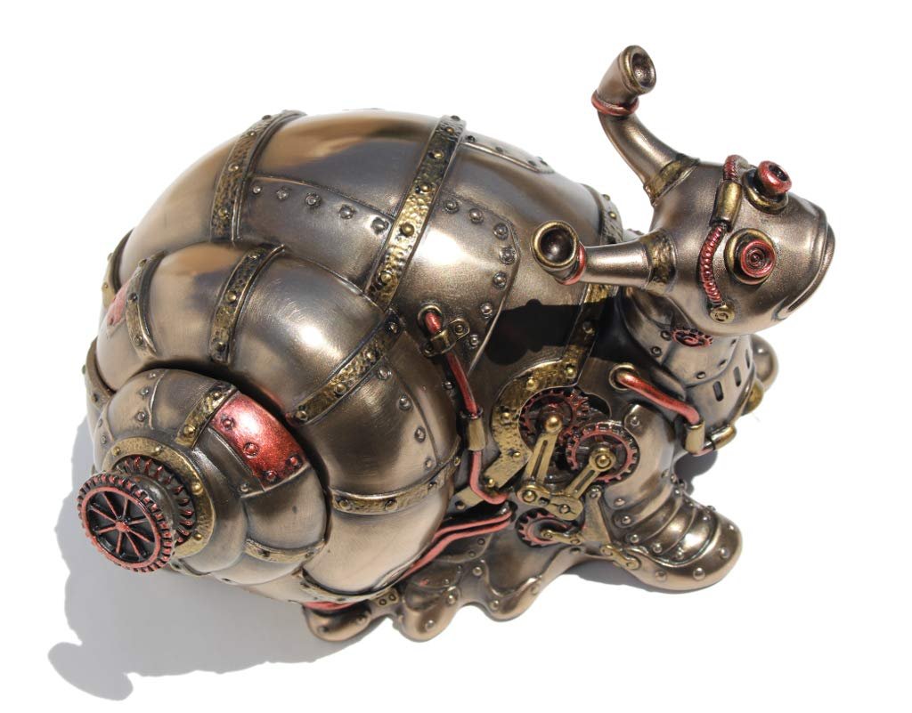 Veronese Design 4.5" Tall Steampunk Giant Land Snail Hidden Trinket Box Cold Cast Resin Antique Bronze Finish