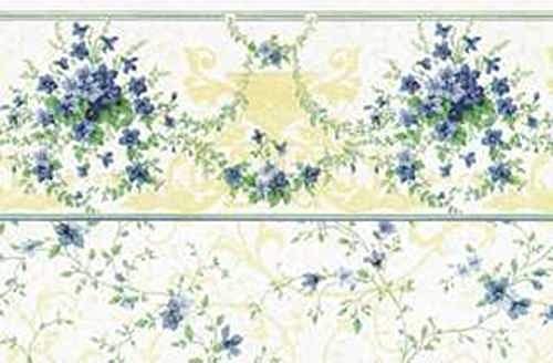 Melody Jane Dollhouse Sonata Blue Miniature Print Wallpaper 1:12 Scale 3 Sheets