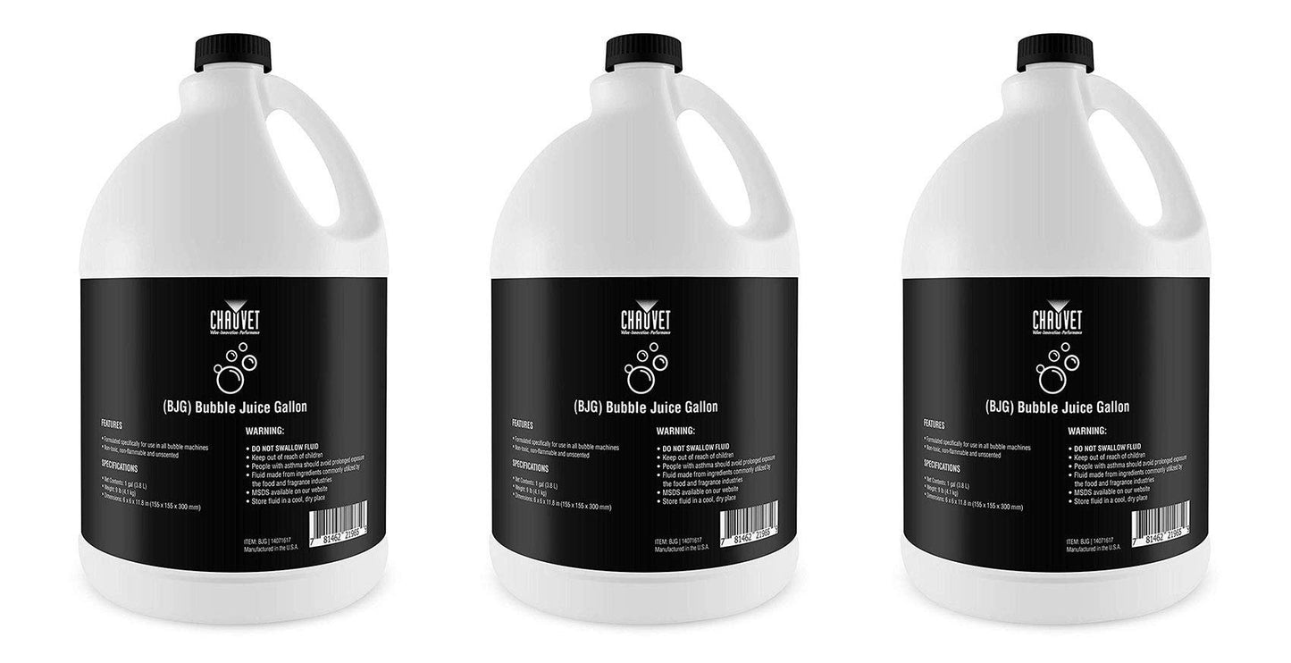 (3) Chauvet DJ BJG Gallon Bubble Fluid Juice 4 Hurricane Bubble Haze+Bubble Machines