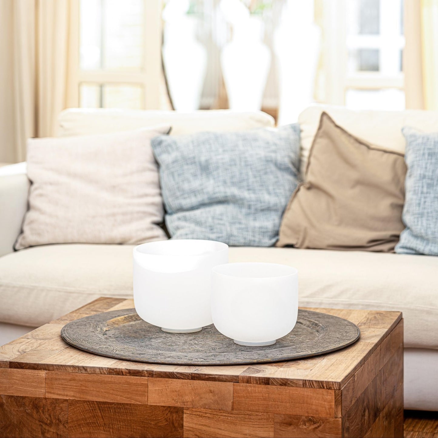 432 Hz White Frosted Crystal Singing Bowl