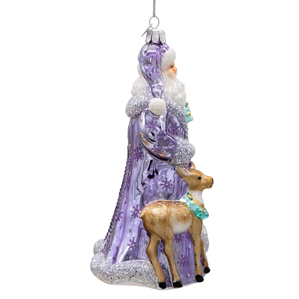 Kurt Adler 7-Inch Bellissimo Glass Periwinkle Santa Ornament
