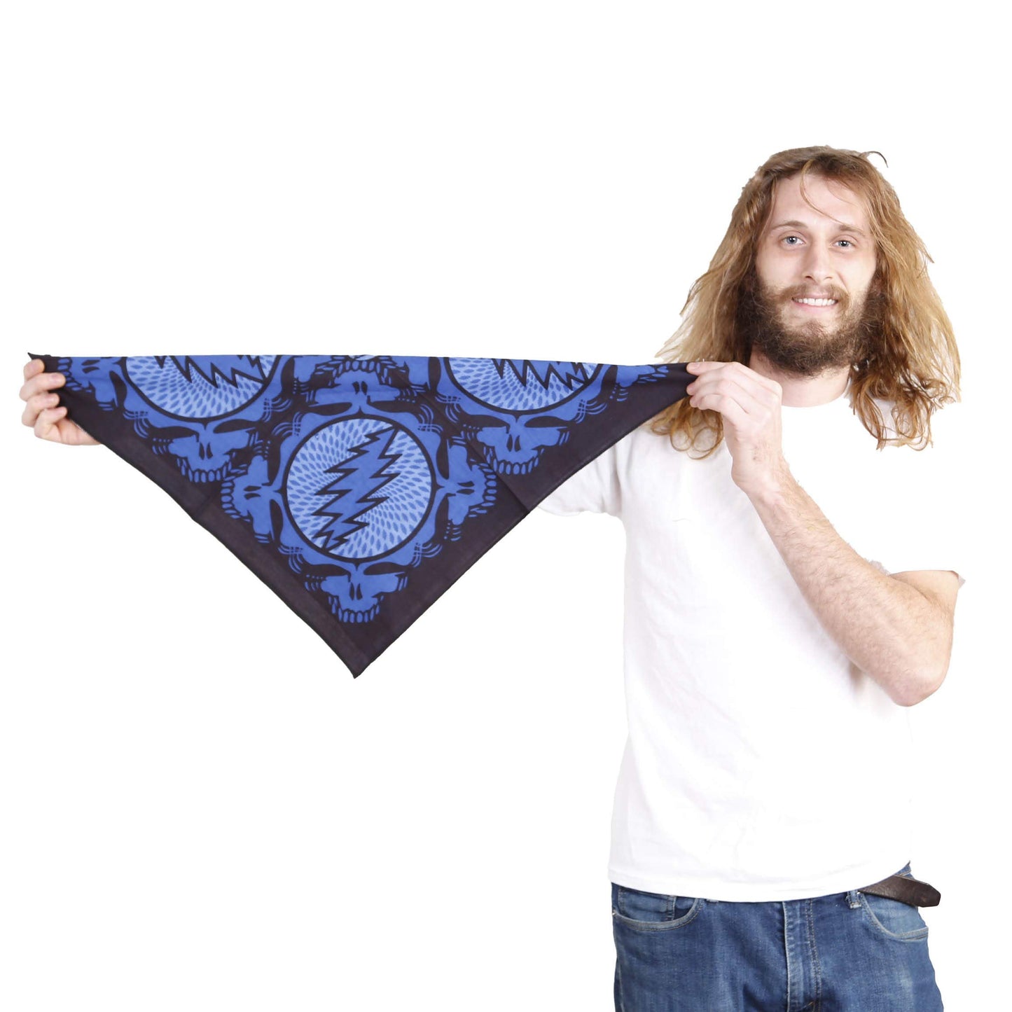 Sunshine Joy Grateful Dead Spin Yr Face SYF Bandana 22x22 Inches (Blue)