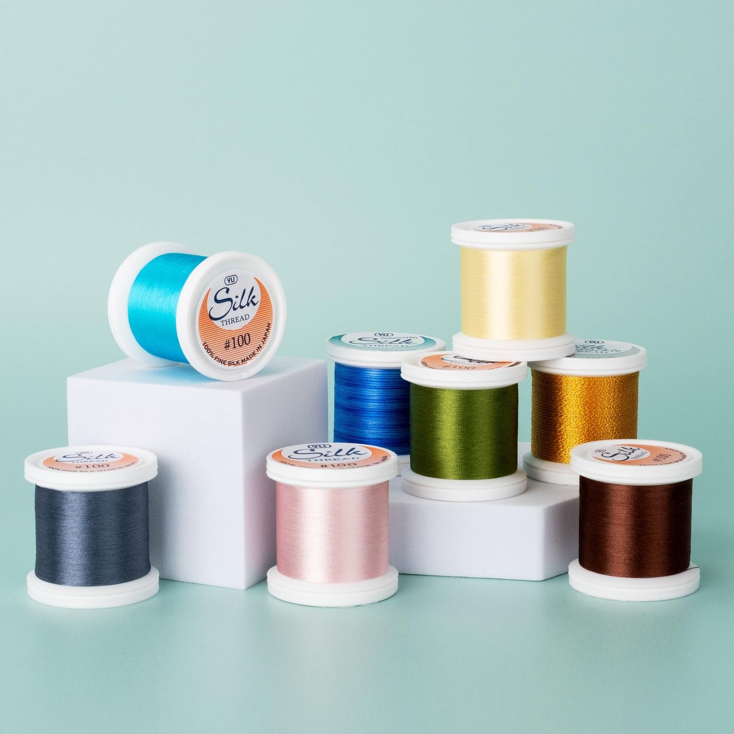 YLI Threads Silk Thread – 100 wt Fine Japanese Silk for Appliqué, EPP, and Quilting - Light Blue Gray