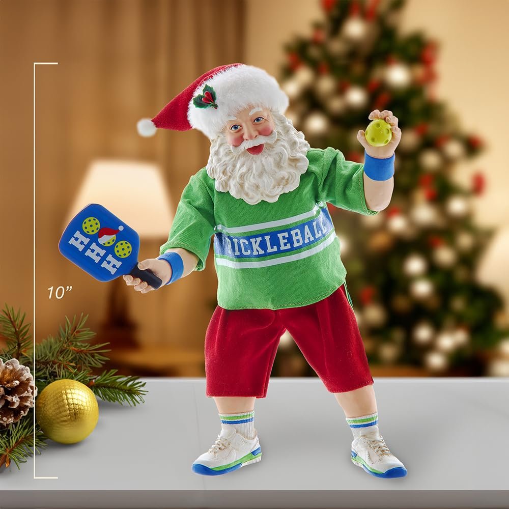 Kurt Adler 10-inch Fabrich‚? Santa Playing Pickleball