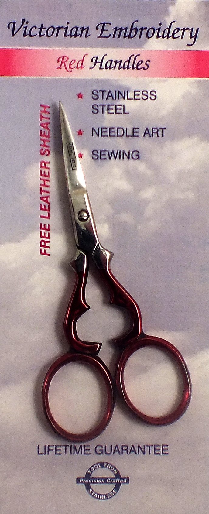 Tooltron 334 Victorian Embroidery Scissors with Red Handles