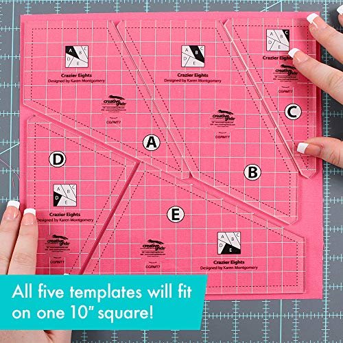 Creative Grids Crazier Eights Template and Quilt Ruler – CGRMT7 – Made in USA, 6in x 9in, Non-Slip Grip Acrylic Quilting, Sewing, Crafting, Patchwork Ruler & Template