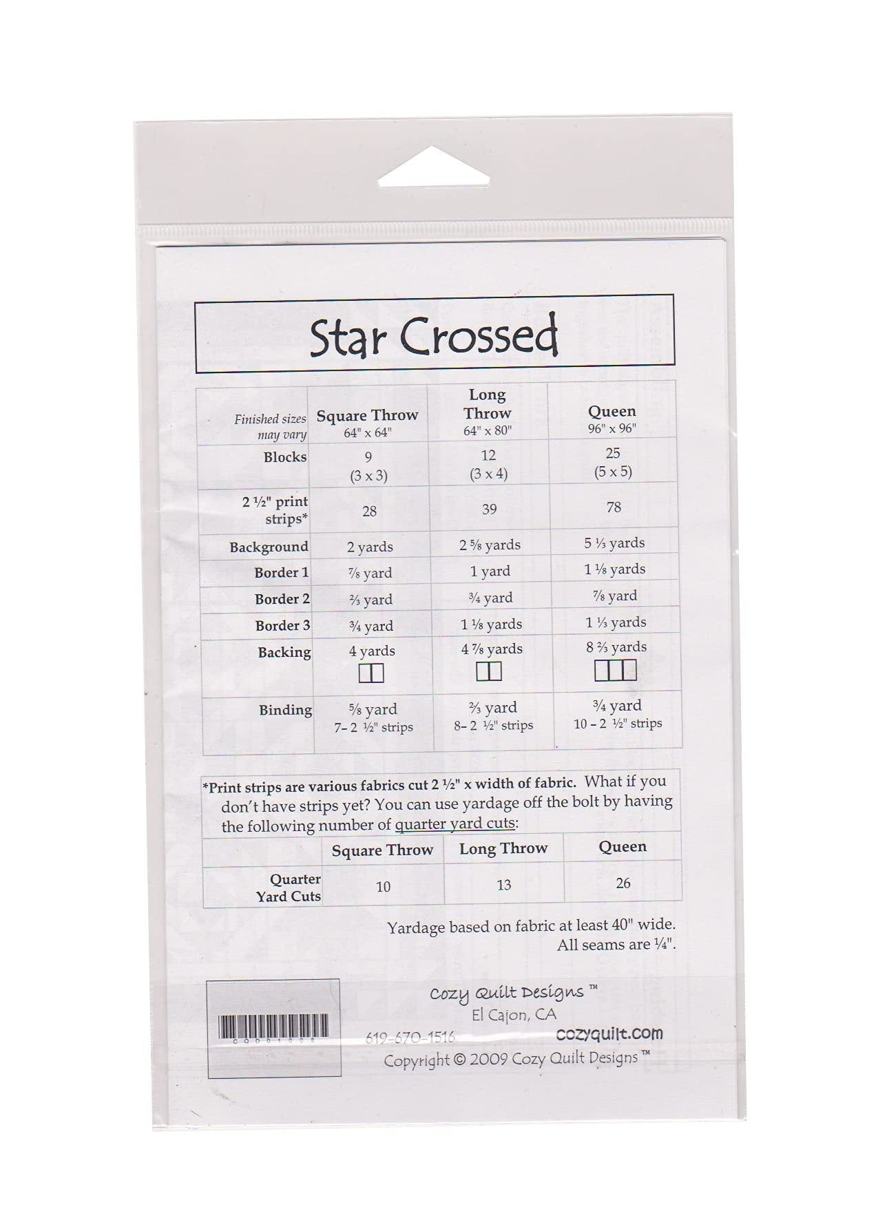 Cozy Quilt Designs 'Strip Club' Pattern - Star Crossed (Includes Instructions for Three Project Sizes)