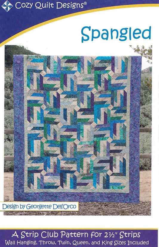 Spangled Quilt Pattern, Jelly Roll 2.5" Strip Friendly, 5 Finished Size Options