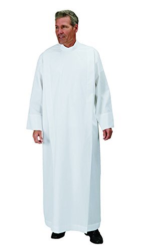 Front Wrap ALB - 65% Poly/35% Cotton with Lining on The Yoke, Size - LG White
