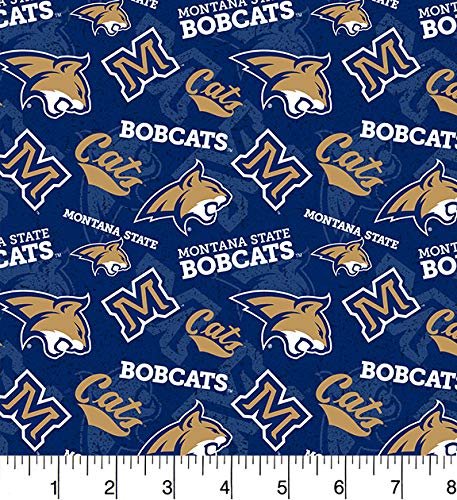 SYKEL ENTERPRISES Montana State Cotton Fabric with Tone on Tone Design- SYKEL NCAA Cotton Fabric