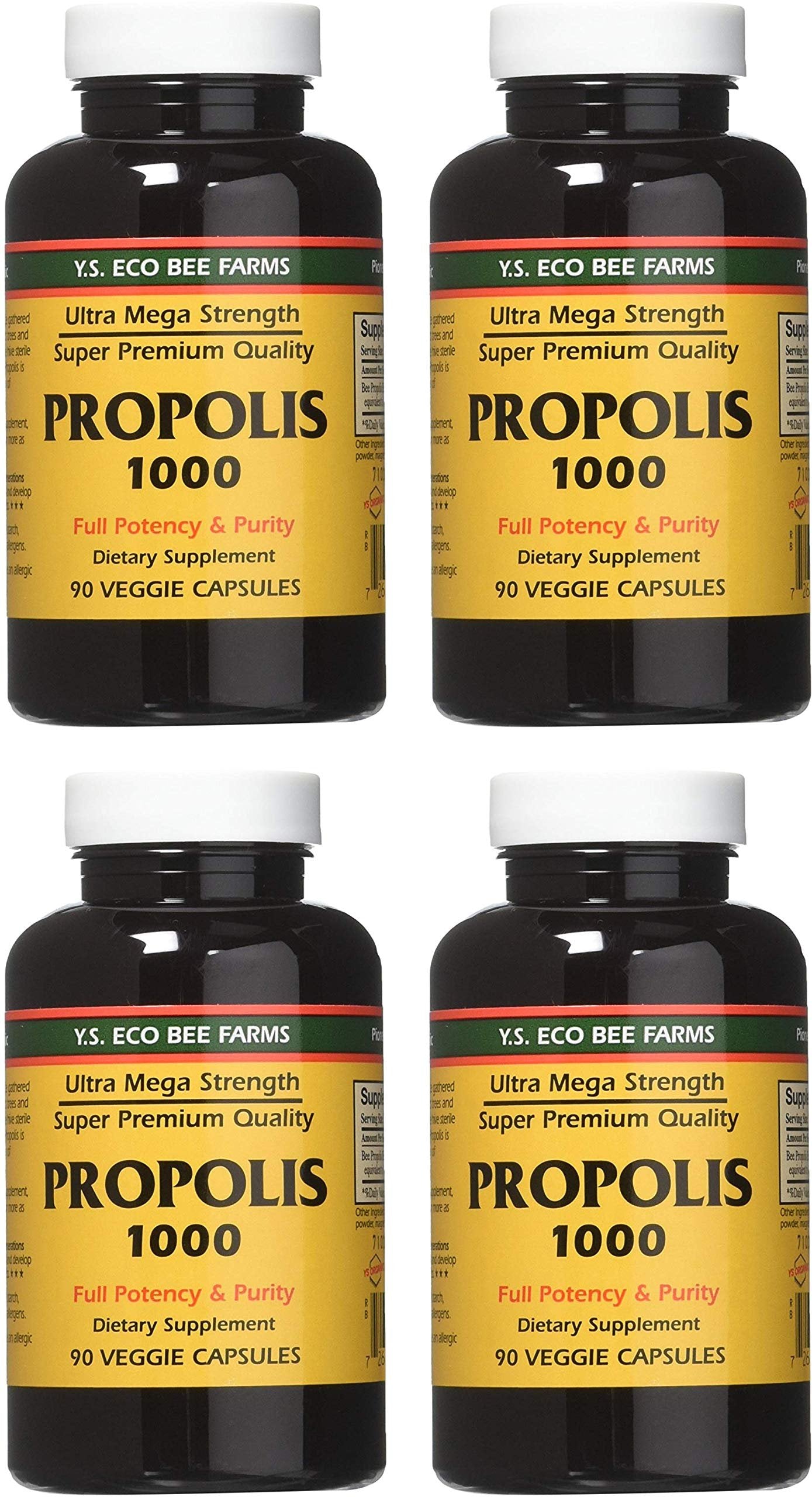 YS Eco Bee Farms Propolis 1000-90 caps (Pack of 4)