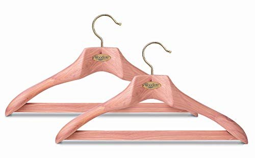 Woodlore Deluxe Contour Cedar Wooden Wide Shoulder Suit Hanger (2-Pack)