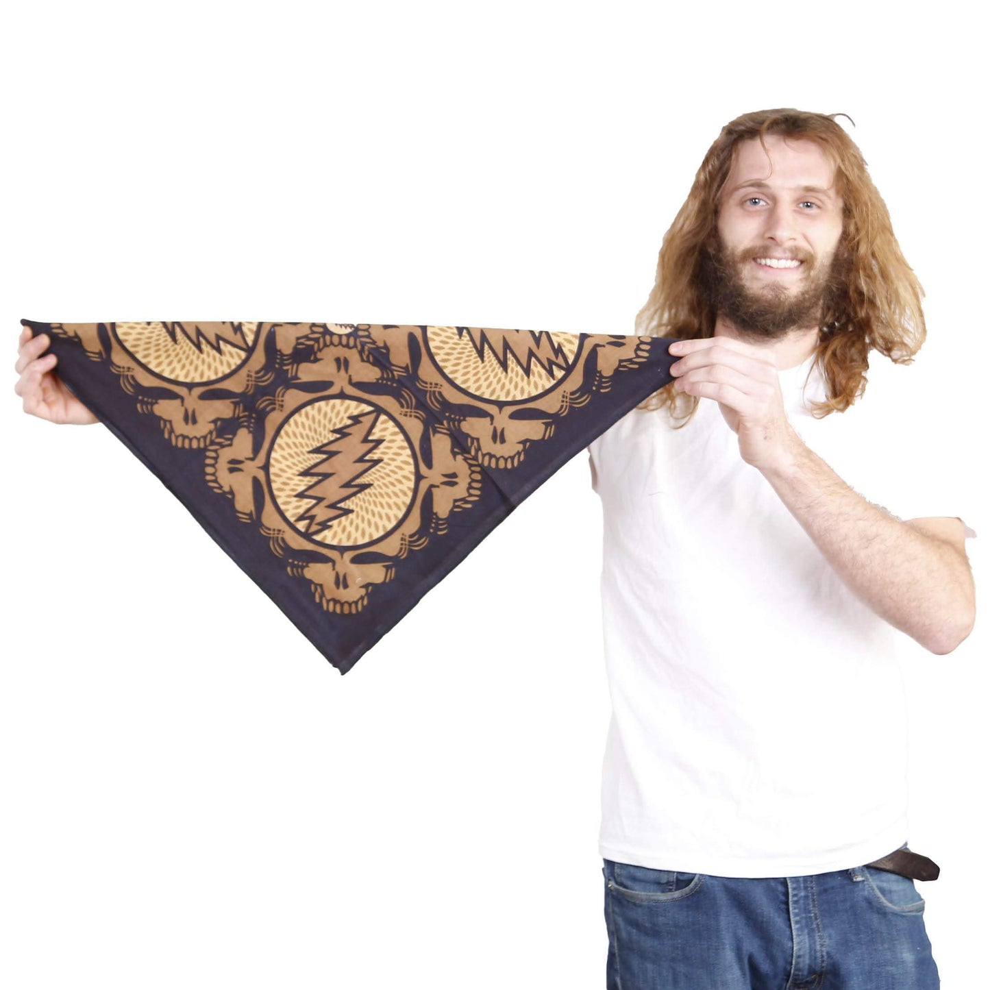 Sunshine Joy Grateful Dead Spin Yr Face SYF Bandana 22x22 Inches (Blue)