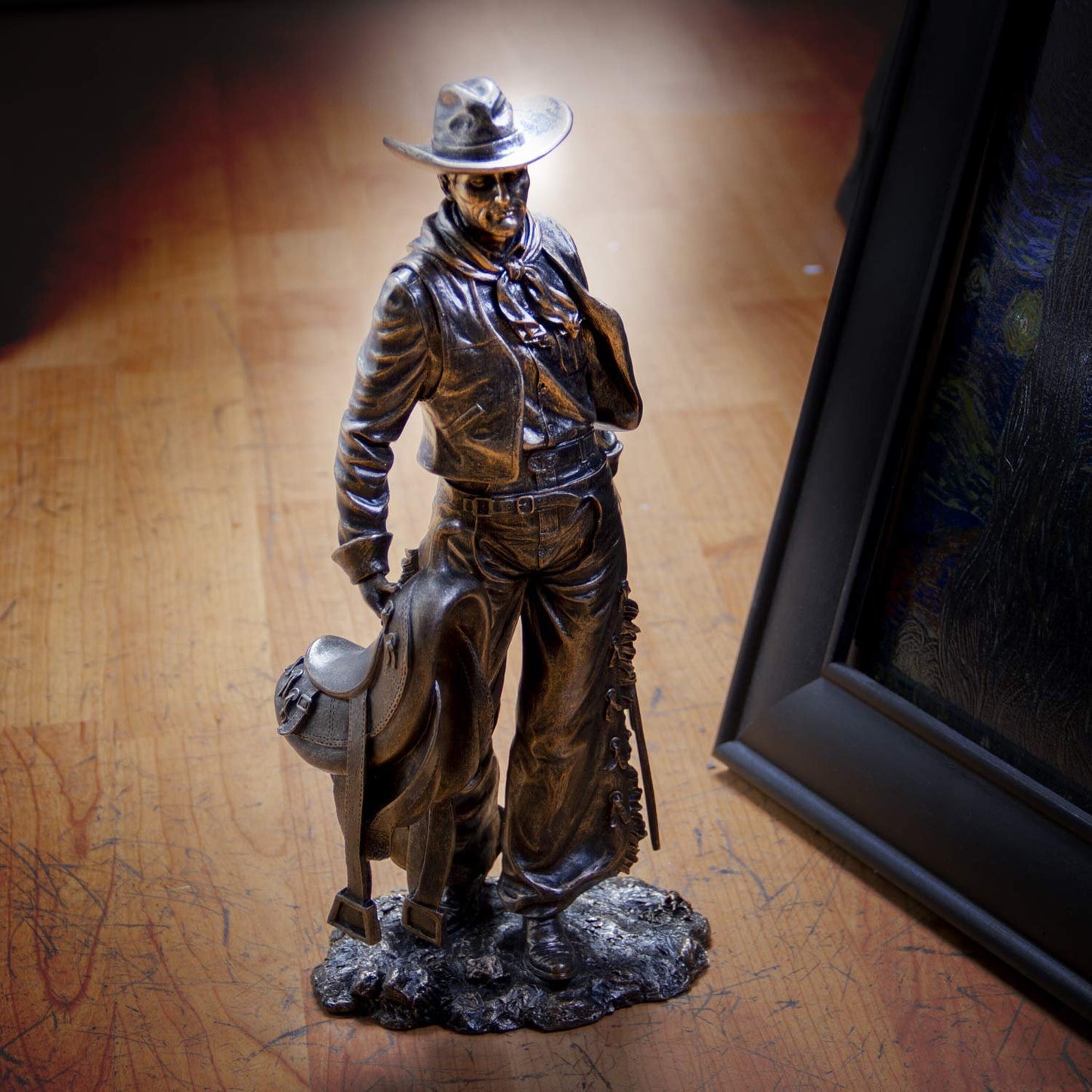Pacific Giftware American Cowboy with Gun and Saddle Resin Figurine Home Decor Collectible