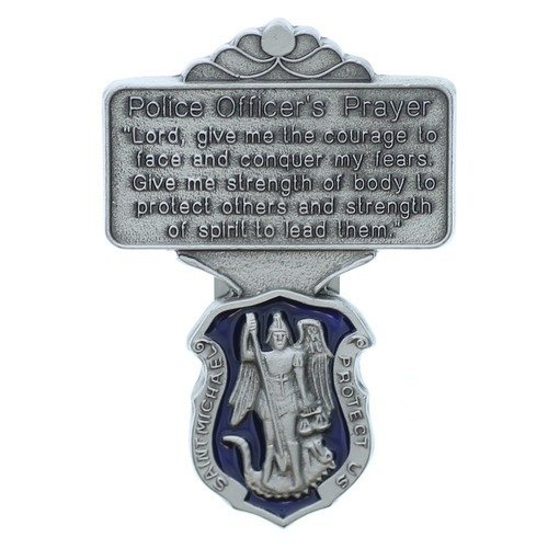 St. Michael Police Officer Visor Clip Blue Enamel with Prayer