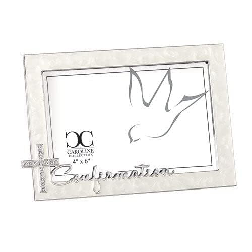Confirmation Script Jewel Tone Cross Swirled Ivory 7.25 x 5 Zinc Photo Frame