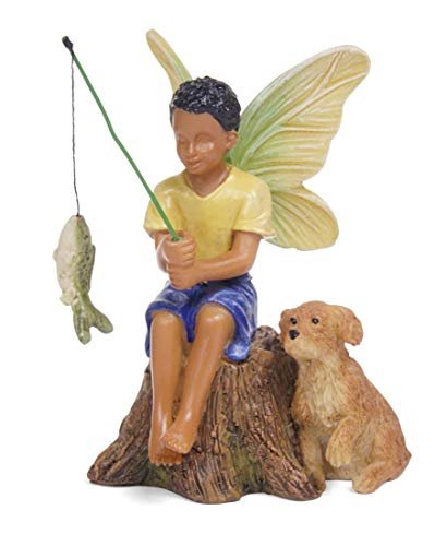 Marshall Home and Garden Catching Dinner Fishing Natural Brown 3 x 2 Resin Stone Collectible Figurine